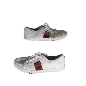 Guess Women's White Low Top Sneakers with Red Accent Size 9M